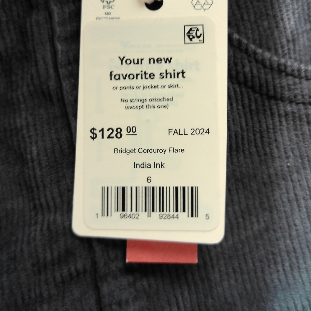 Marine Layer Bridget Corduroy Flare Pants India Ink Navy Blue High Rise Size 6 - Picture 6 of 12